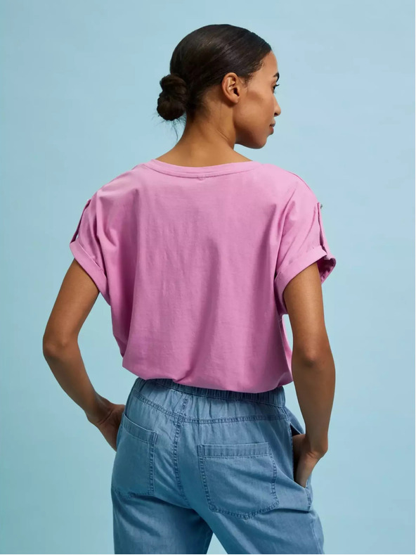 Moodo Rosa T-Shirt mit V-Ausschnitt Moodo