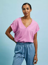 Moodo Rosa T-Shirt mit V-Ausschnitt Moodo