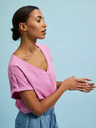 Moodo Rosa T-Shirt mit V-Ausschnitt Moodo