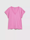 Moodo Rosa T-Shirt mit V-Ausschnitt Moodo