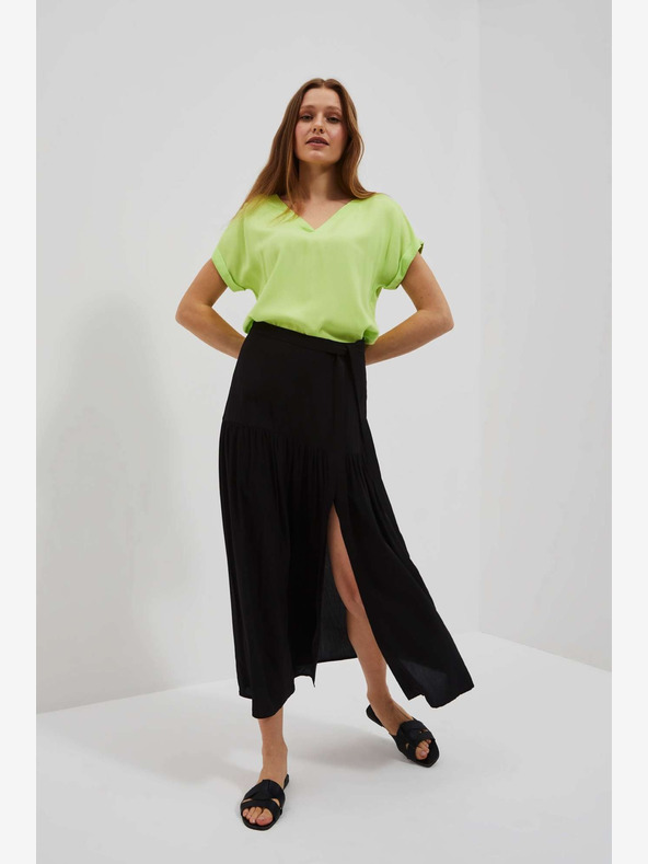 Moodo Grünes V-Ausschnitt-T-Shirt Moodo