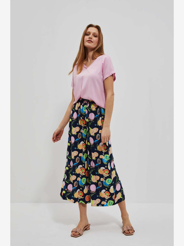 Moodo Rosa T-Shirt mit V-Ausschnitt Moodo