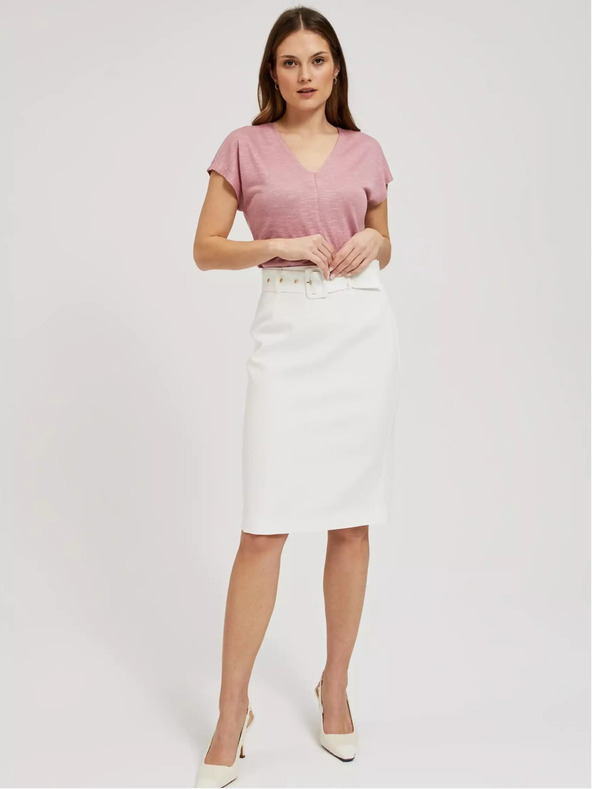 Moodo Rosa T-Shirt mit V-Ausschnitt Moodo