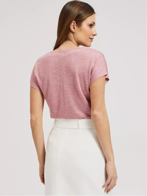 Moodo Rosa T-Shirt mit V-Ausschnitt Moodo