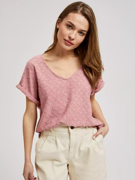 Moodo Rosa gemustertes kurzärmeliges T-Shirt Moodo