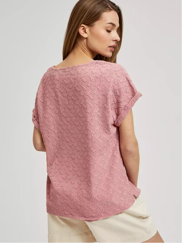 Moodo Rosa gemustertes kurzärmeliges T-Shirt Moodo