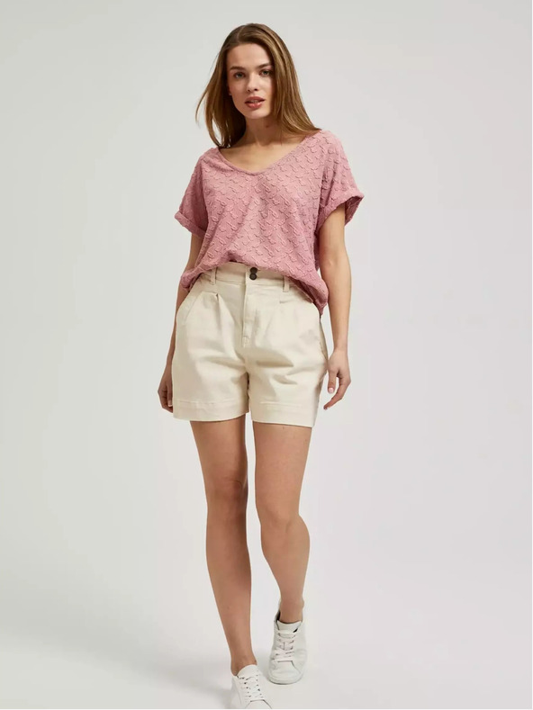 Moodo Rosa gemustertes kurzärmeliges T-Shirt Moodo