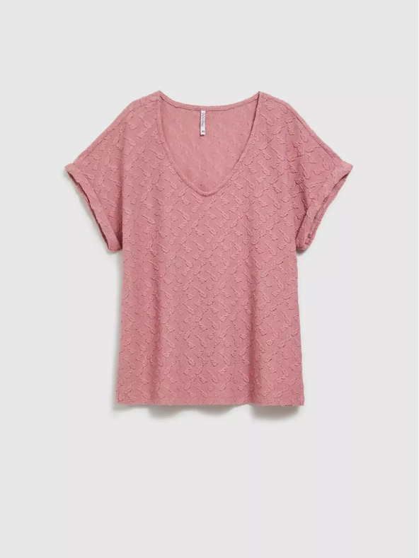 Moodo Rosa gemustertes kurzärmeliges T-Shirt Moodo