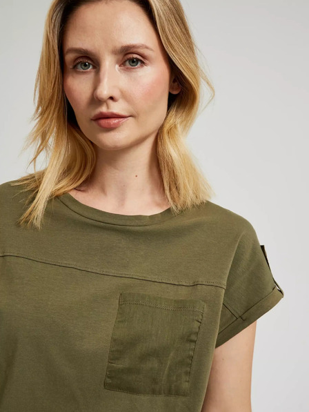 Moodo Grünes T-Shirt mit Tasche und kurzen Ärmeln Moodo