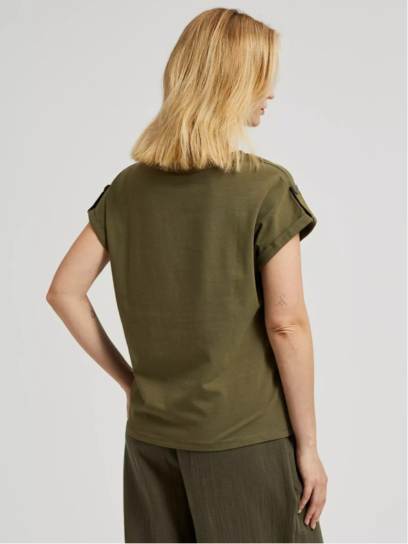 Moodo Grünes T-Shirt mit Tasche und kurzen Ärmeln Moodo