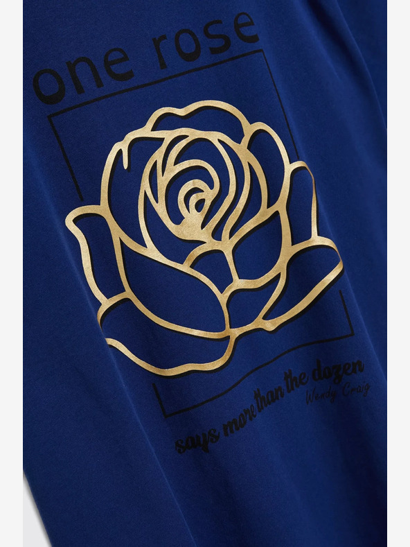 Moodo Moodo Dunkelblau bedrucktes T-Shirt