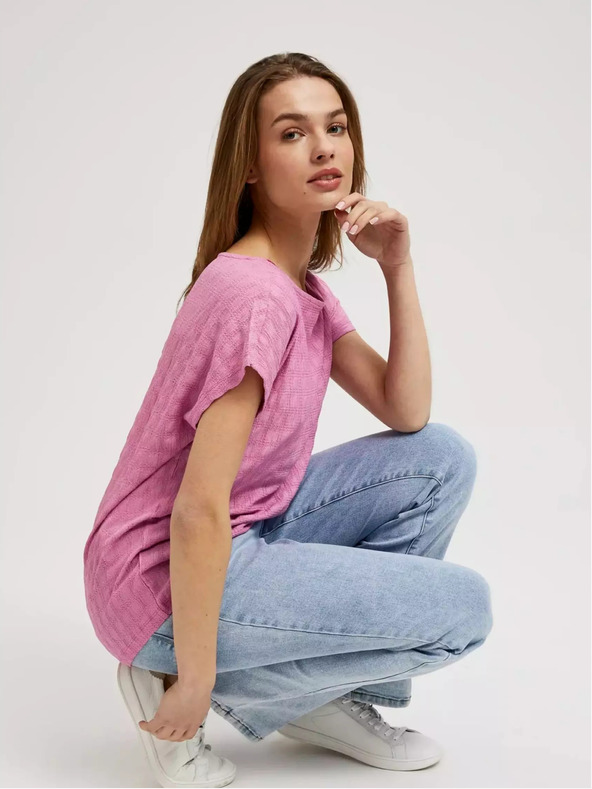 Moodo Rosa Kurzarm-Shirt Moodo