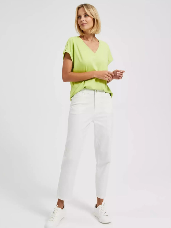 Moodo Hellgrünes V-Ausschnitt-T-Shirt Moodo