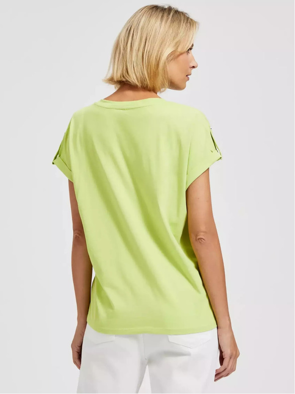 Moodo Hellgrünes V-Ausschnitt-T-Shirt Moodo