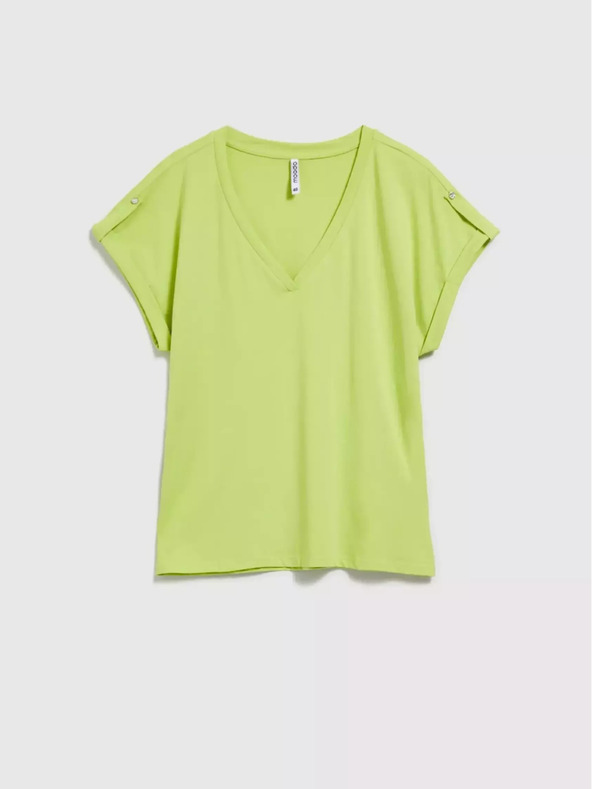 Moodo Hellgrünes V-Ausschnitt-T-Shirt Moodo