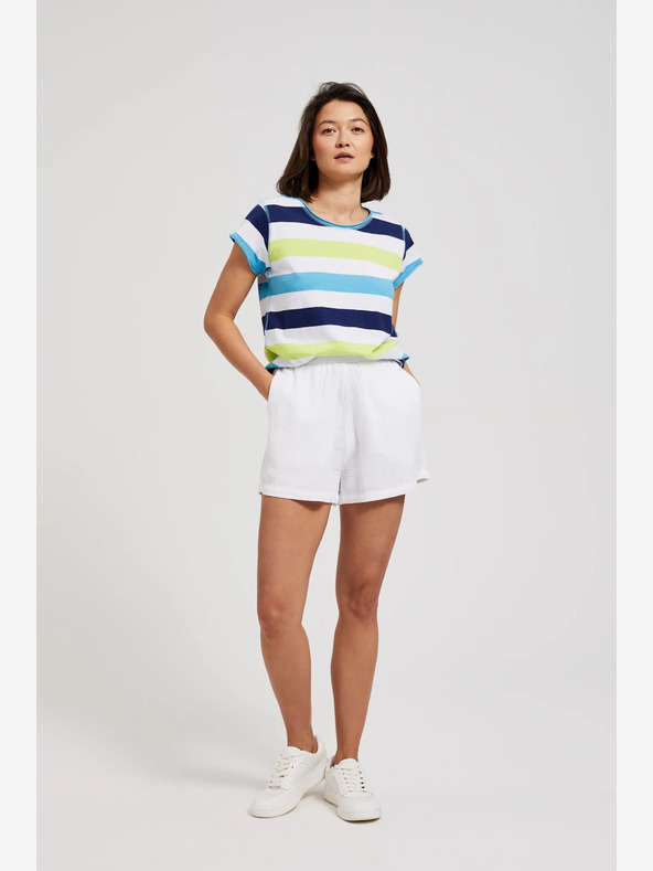 Moodo Weißes und türkisfarbenes T-Shirt Moodo