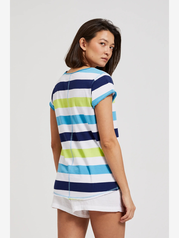 Moodo Weißes und türkisfarbenes T-Shirt Moodo