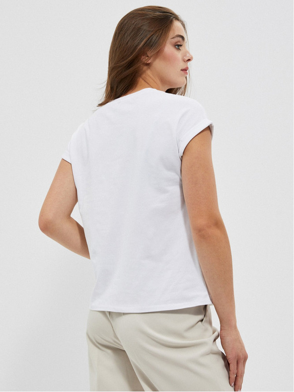 Moodo Weißes bedrucktes Damen-T-Shirt Moodo