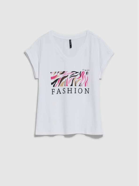 Moodo Weißes bedrucktes Damen-T-Shirt Moodo