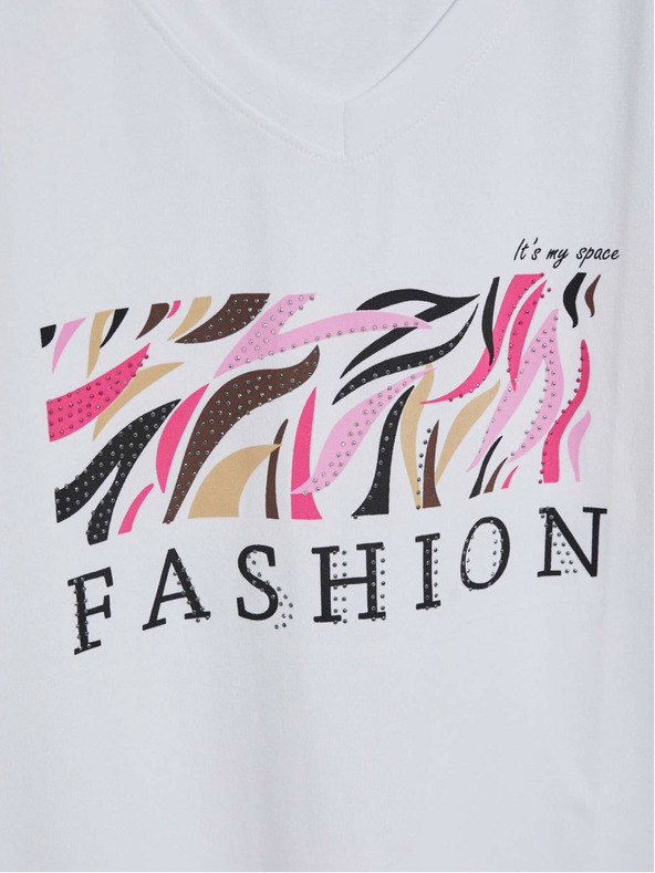 Moodo Weißes bedrucktes Damen-T-Shirt Moodo