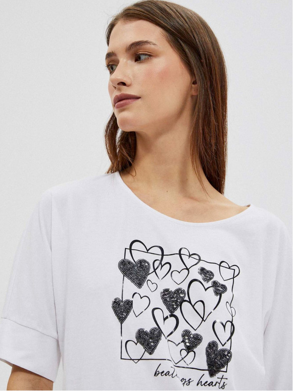 Moodo Weißes Damen-T-Shirt Moodo