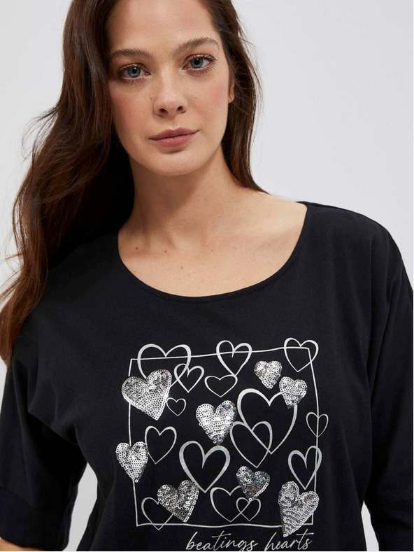 Moodo Schwarzes Damen Long Shirt Moodo