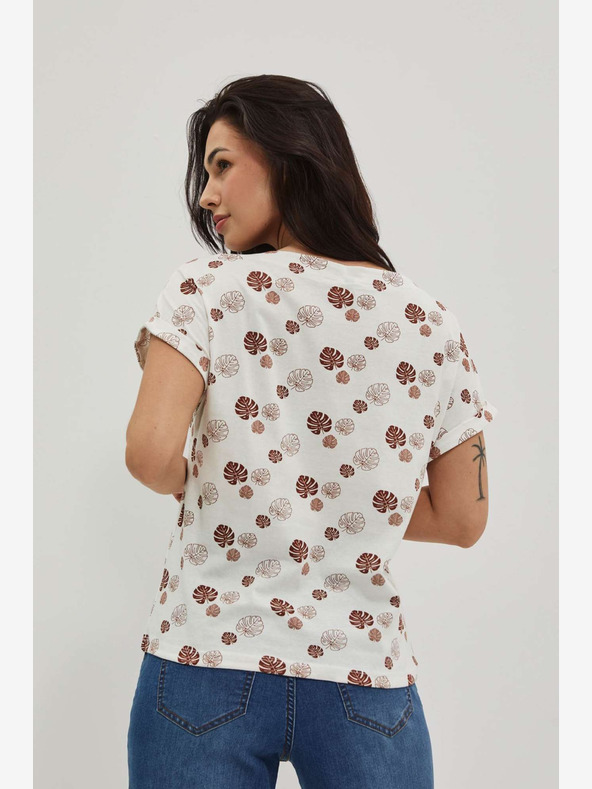 Moodo Weiß gemustertes T-Shirt Moodo