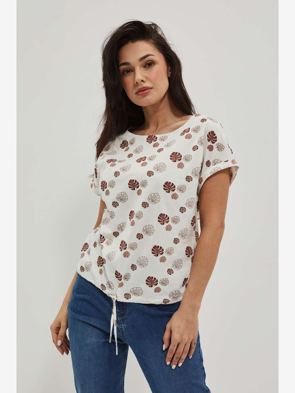 Moodo Weiß gemustertes T-Shirt Moodo