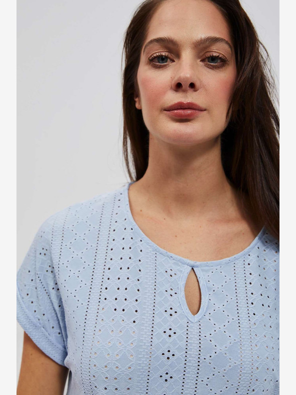 Moodo Hellblaues durchbrochenes Hemd Moodo