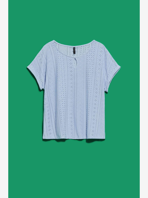 Moodo Hellblaues durchbrochenes Hemd Moodo