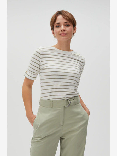 Moodo Grün-weiß gestreiftes Damen-Shirt Moodo