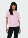 ONLY Weiß und rosa gestreiftes Damen-T-Shirt ONLY