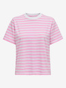 ONLY Weiß und rosa gestreiftes Damen-T-Shirt ONLY