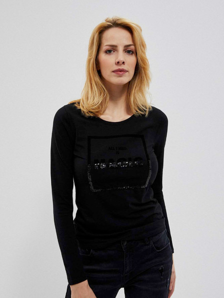 Moodo Schwarze Damenbluse mit Moodo-Schriftzug