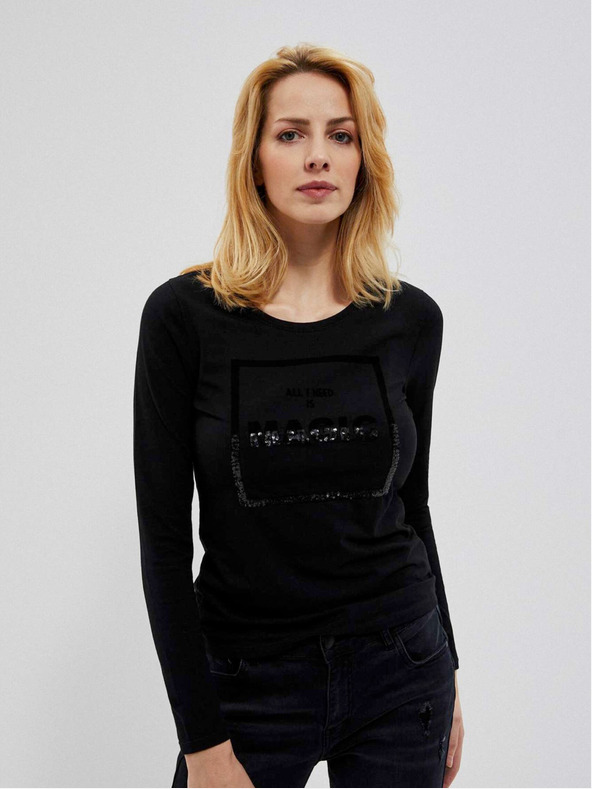 Moodo Schwarze Damenbluse mit Moodo-Schriftzug