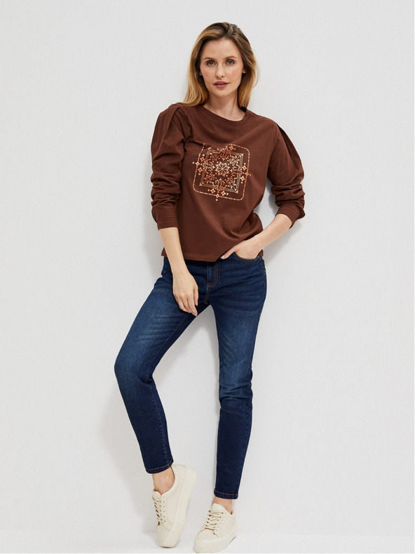 Moodo Langärmelige Bluse mit Metallic-Print