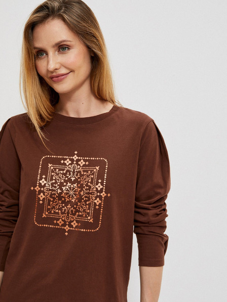 Moodo Langärmelige Bluse mit Metallic-Print