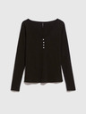 Moodo Schwarzes geripptes Damen-Button-Down-Shirt Moodo