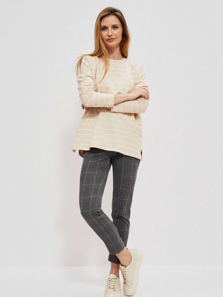 Moodo Weiß-beige gestreiftes Damen-Shirt Moodo