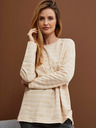 Moodo Weiß-beige gestreiftes Damen-Shirt Moodo