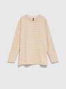 Moodo Weiß-beige gestreiftes Damen-Shirt Moodo