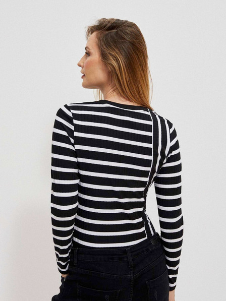 Moodo Weiß-schwarz gestreiftes Damen-Shirt Moodo