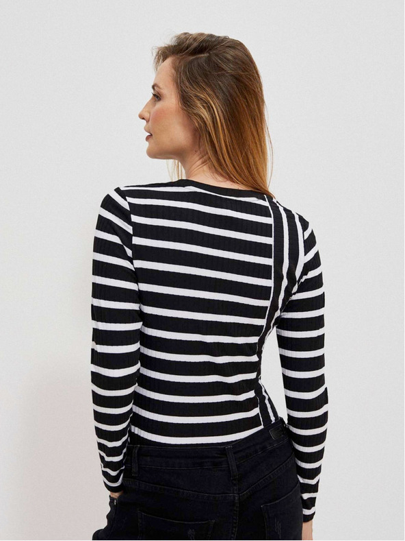 Moodo Weiß-schwarz gestreiftes Damen-Shirt Moodo