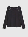Moodo Schwarzes Damen-T-Shirt mit langen Ärmeln Moodo