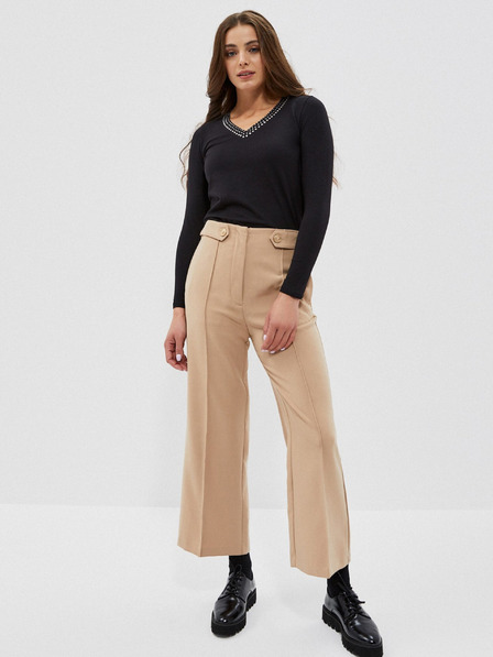 Moodo Schwarzes Damen-T-Shirt mit dekorativem Ausschnitt Moodo
