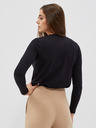 Moodo Schwarzes Damen-T-Shirt mit dekorativem Ausschnitt Moodo