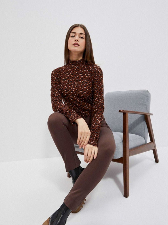 Moodo Braunes gemustertes Damen-Shirt Moodo