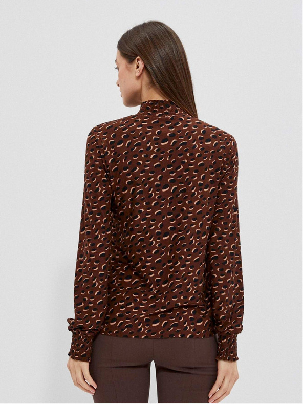 Moodo Braunes gemustertes Damen-Shirt Moodo