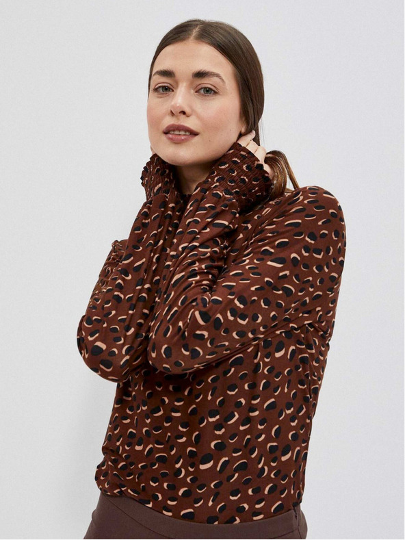 Moodo Braunes gemustertes Damen-Shirt Moodo
