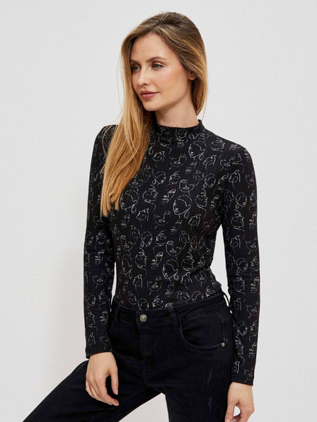 Moodo Schwarzes gemustertes Damen-T-Shirt Moodo